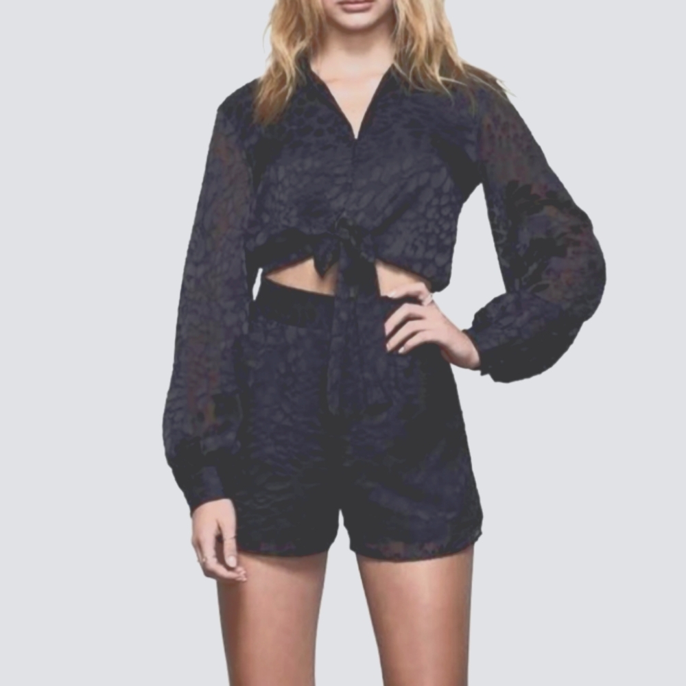 Good American size 4 (L/XL) black cropped blouse